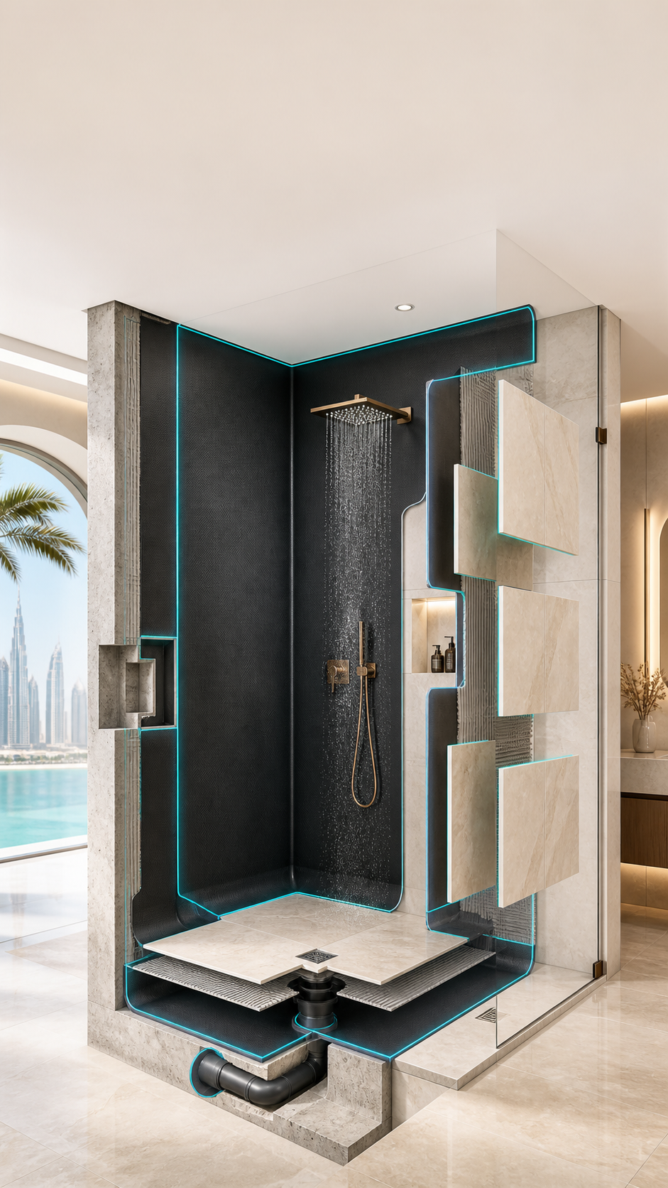 Bathrooms waterproofing illustration