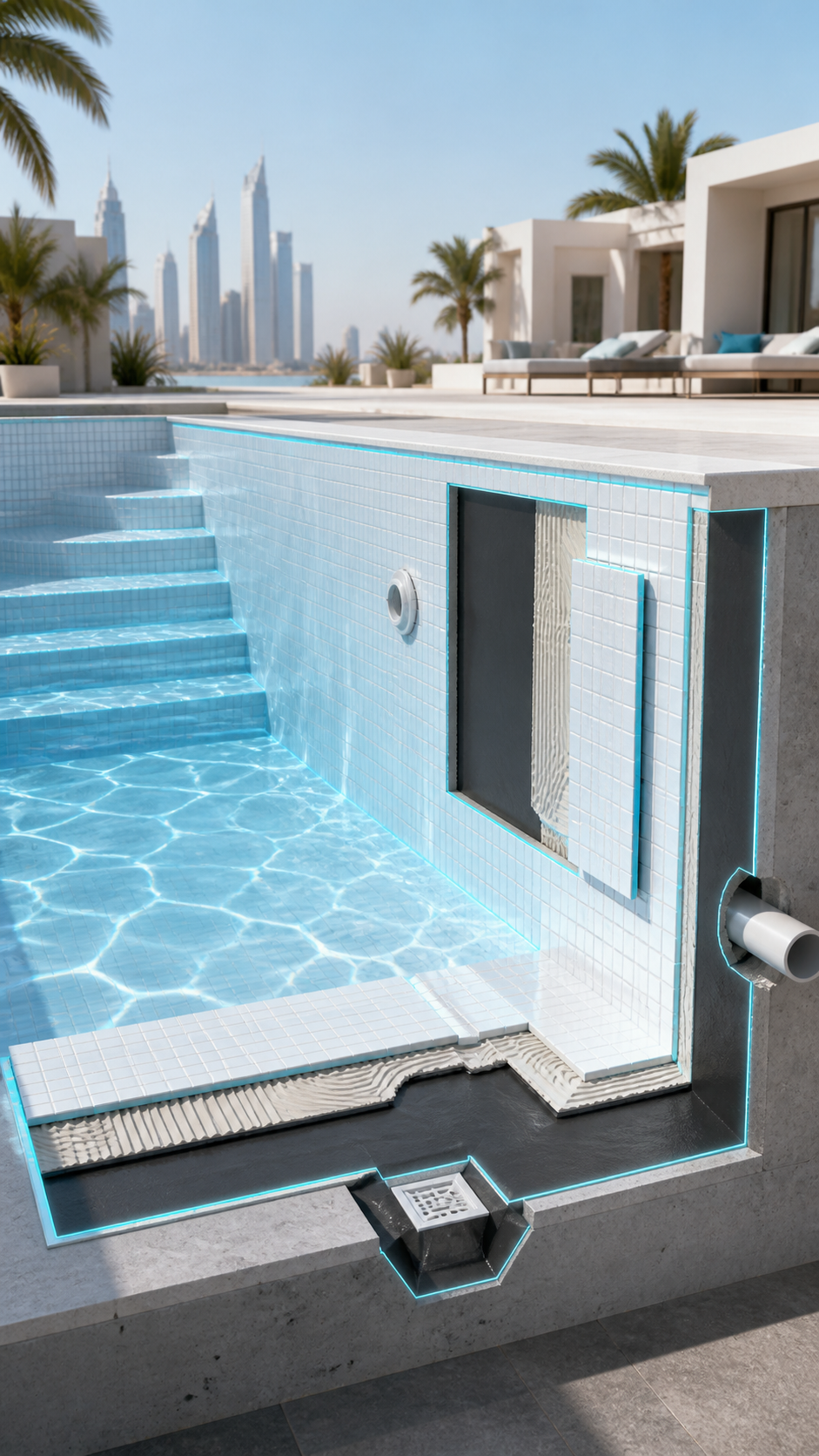 Pools waterproofing illustration